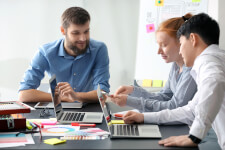 Several end users working with software together