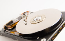 A hard disk platter and actuator arm
