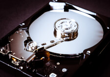 The inside of a hard drive