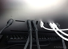 Ports on the back of an iMac Pro