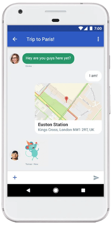 An RCS message thread on a Google Android smartphone
