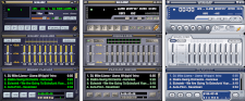The WinAmp media player with three different skins applied