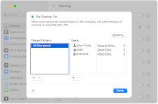 A folder shared using SMB in macOS