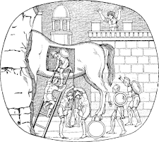 A Trojan horse looks innocent but contains hidden threats
